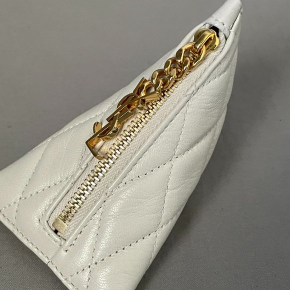 SAINT LAURENT Triangle Ysl Quilted Pouch Key Chain - Picture 1 of 8